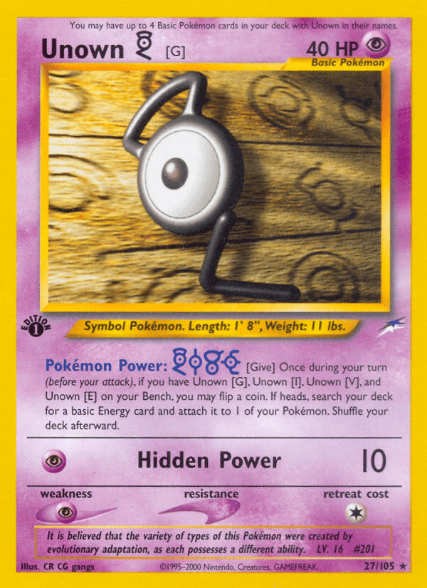 Unown [G] Neo Destiny card