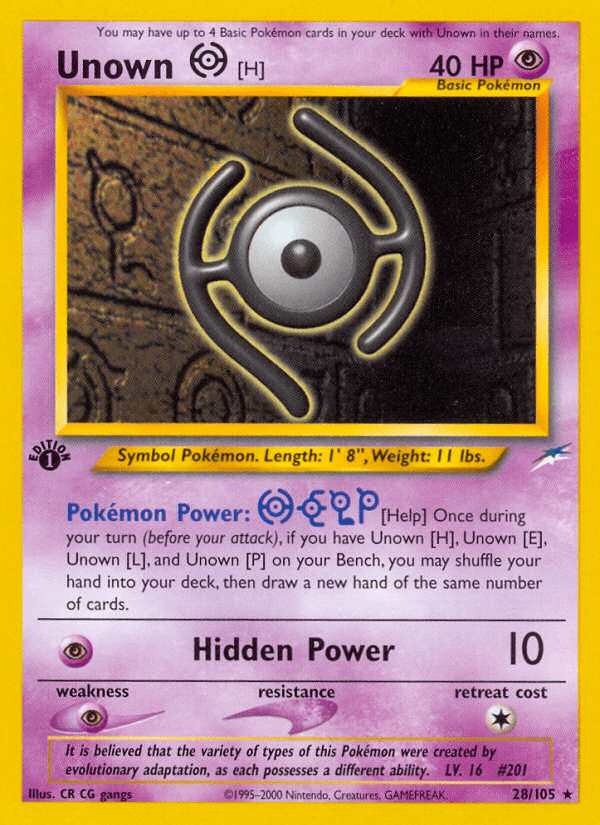 Unown [H] Neo Destiny card