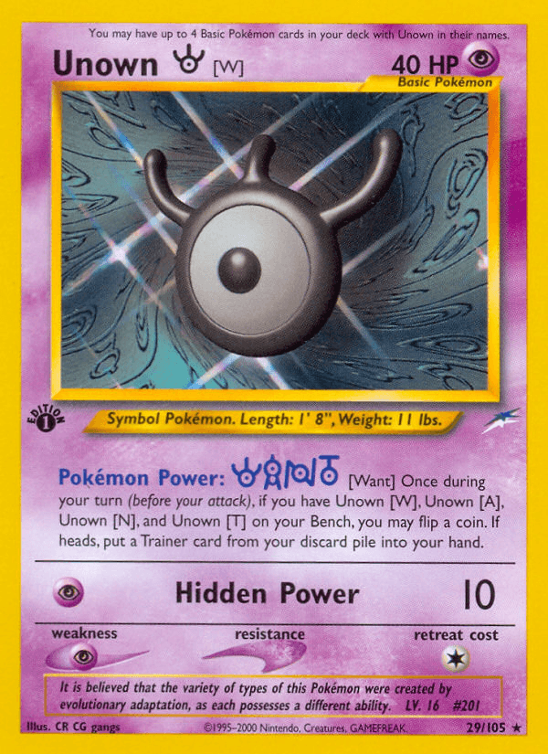 Unown [W] Neo Destiny card
