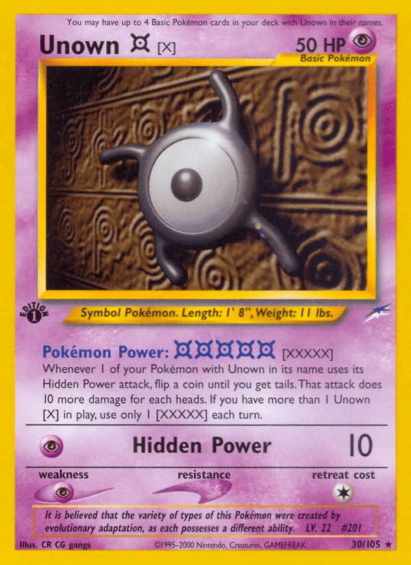 Unown [X] Neo Destiny card