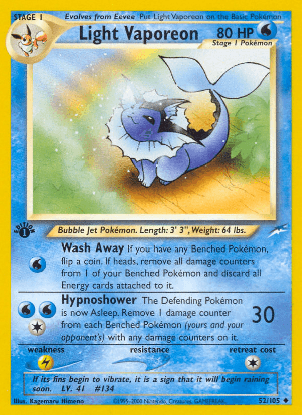 Light Vaporeon Neo Destiny card