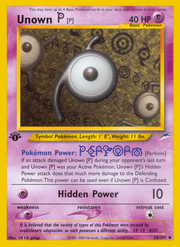 Unown [P] Neo Destiny card
