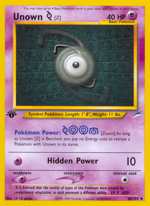 Unown [Z] Neo Destiny card
