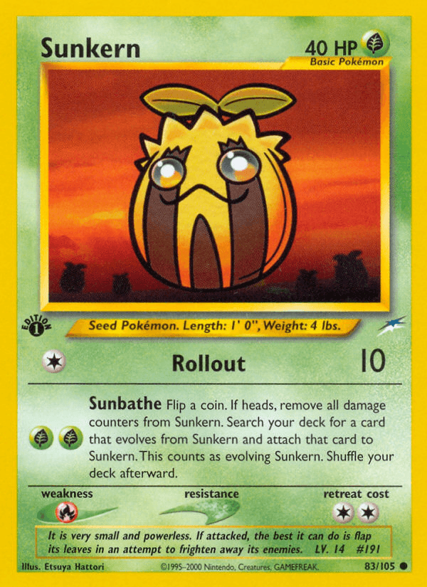 Sunkern Neo Destiny card