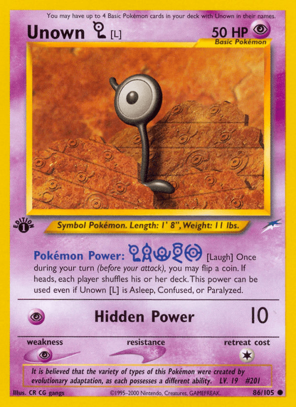 Unown [L] Neo Destiny card