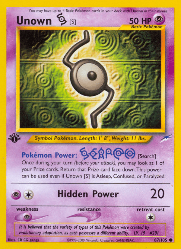 Unown [S] Neo Destiny card