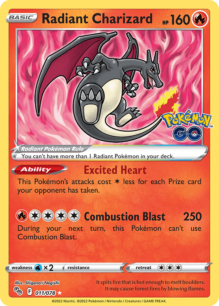 Radiant Charizard Pokémon GO card