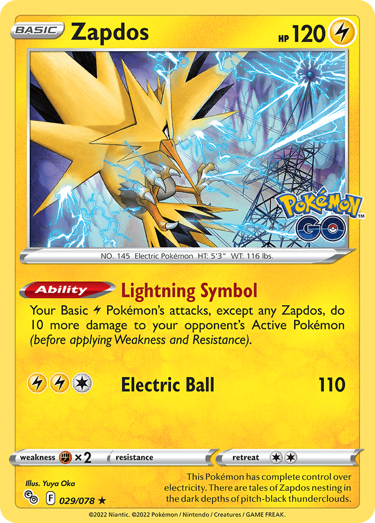 Zapdos Pokémon GO card