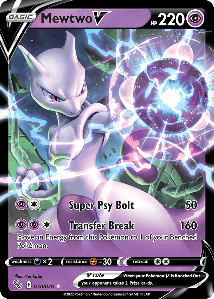 Mewtwo V Pokémon GO card