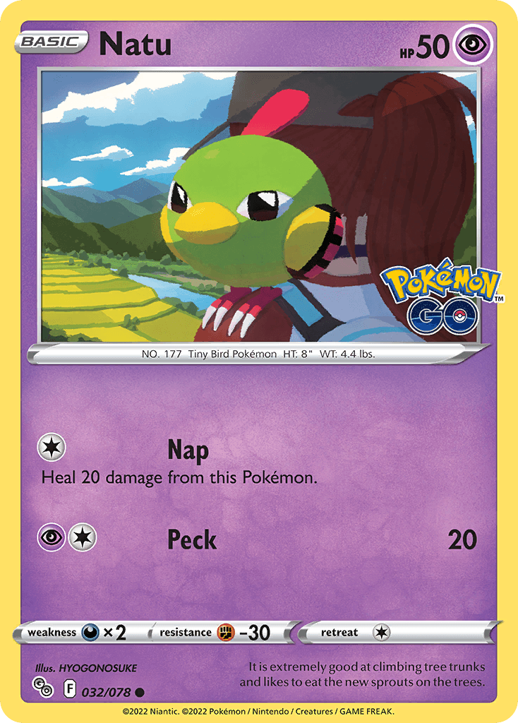 Natu Pokémon GO card