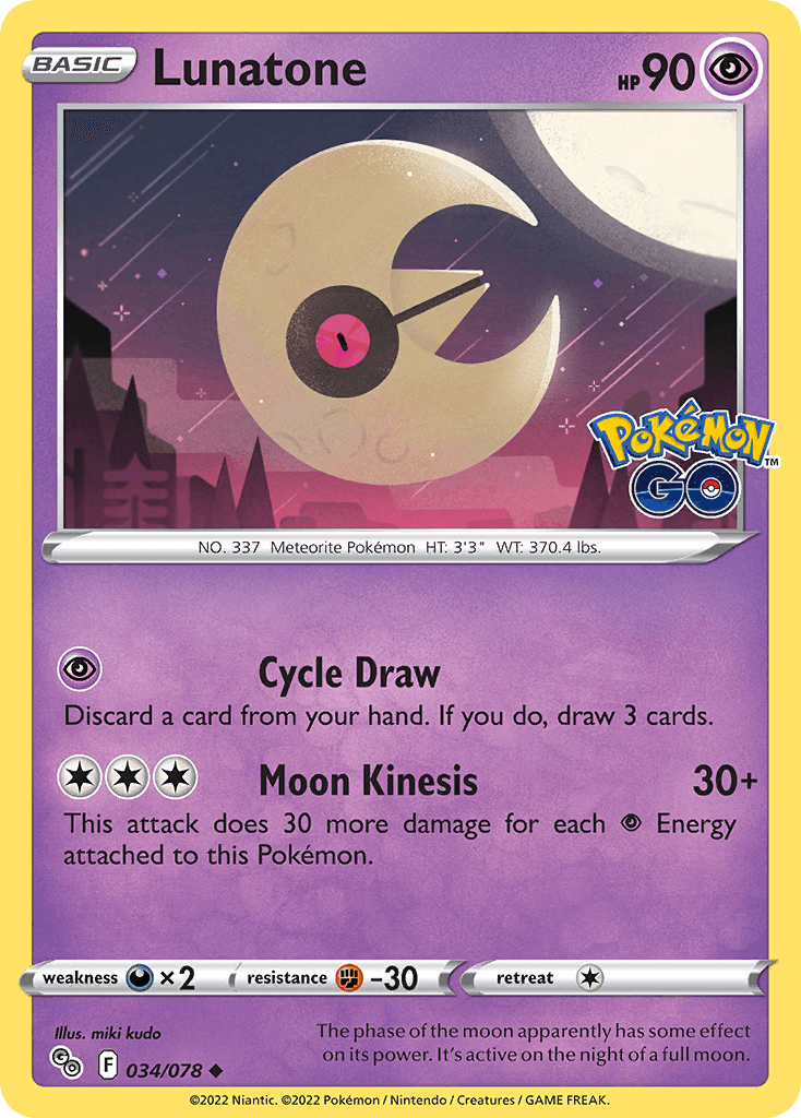 Lunatone Pokémon GO card
