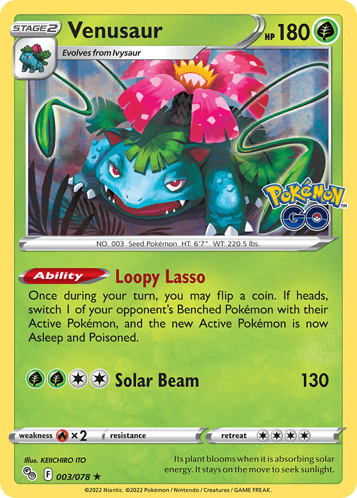 Venusaur Pokémon GO card