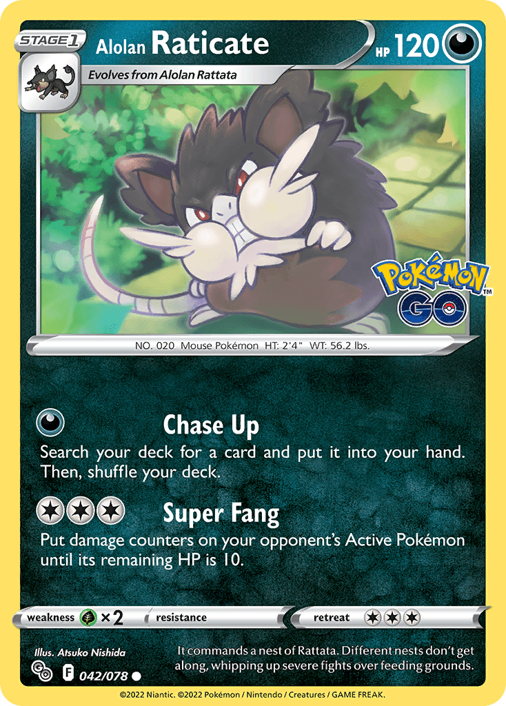 Alolan Raticate Pokémon GO card