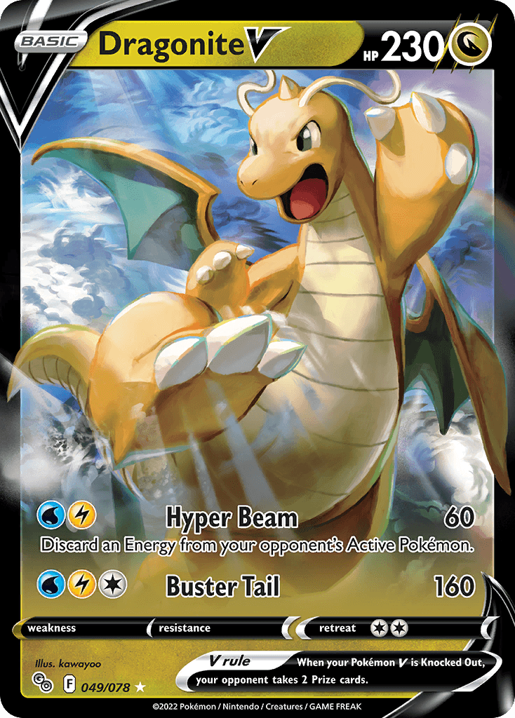 Dragonite V Pokémon GO card