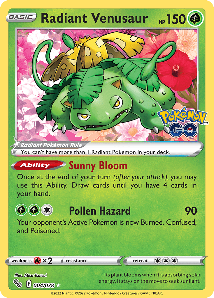 Radiant Venusaur Pokémon GO card