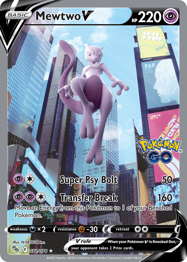 Mewtwo V Pokémon GO card