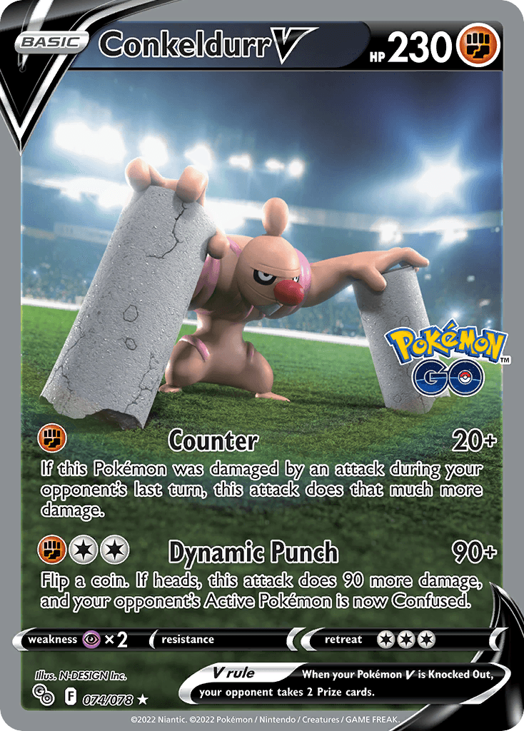 Conkeldurr V Pokémon GO card