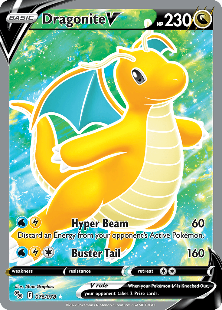 Dragonite V Pokémon GO card