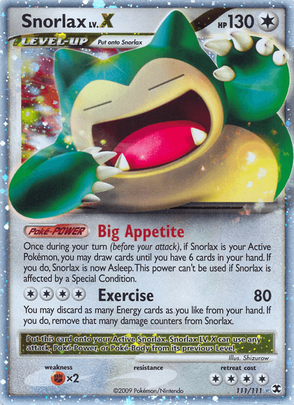 Snorlax LV.X Rising Rivals card