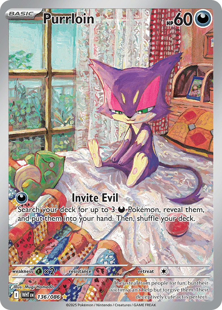 Purrloin White Flare card