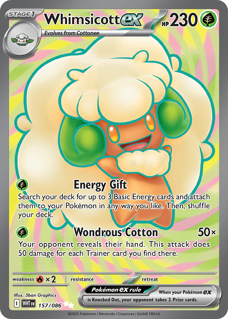 Whimsicott ex White Flare card