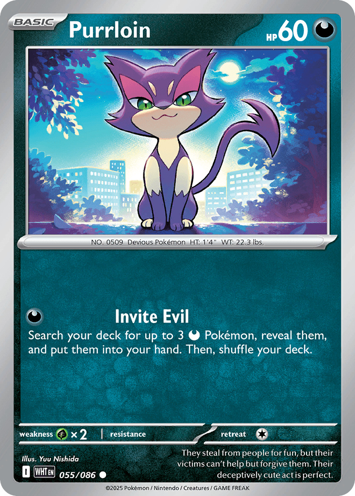 Purrloin White Flare card