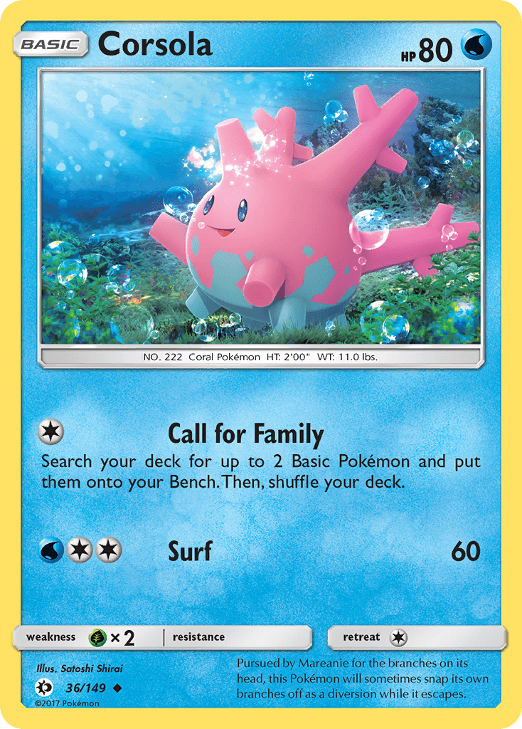 Corsola Sun & Moon card