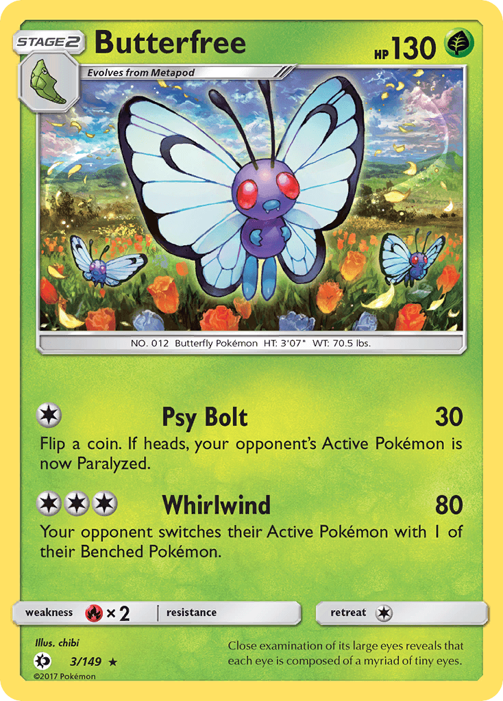 Butterfree Sun & Moon card