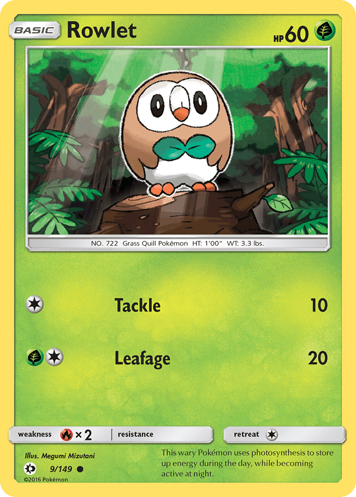 Rowlet Sun & Moon card