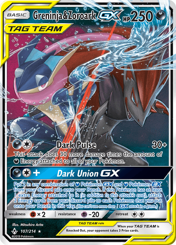 Greninja & Zoroark-GX Unbroken Bonds card