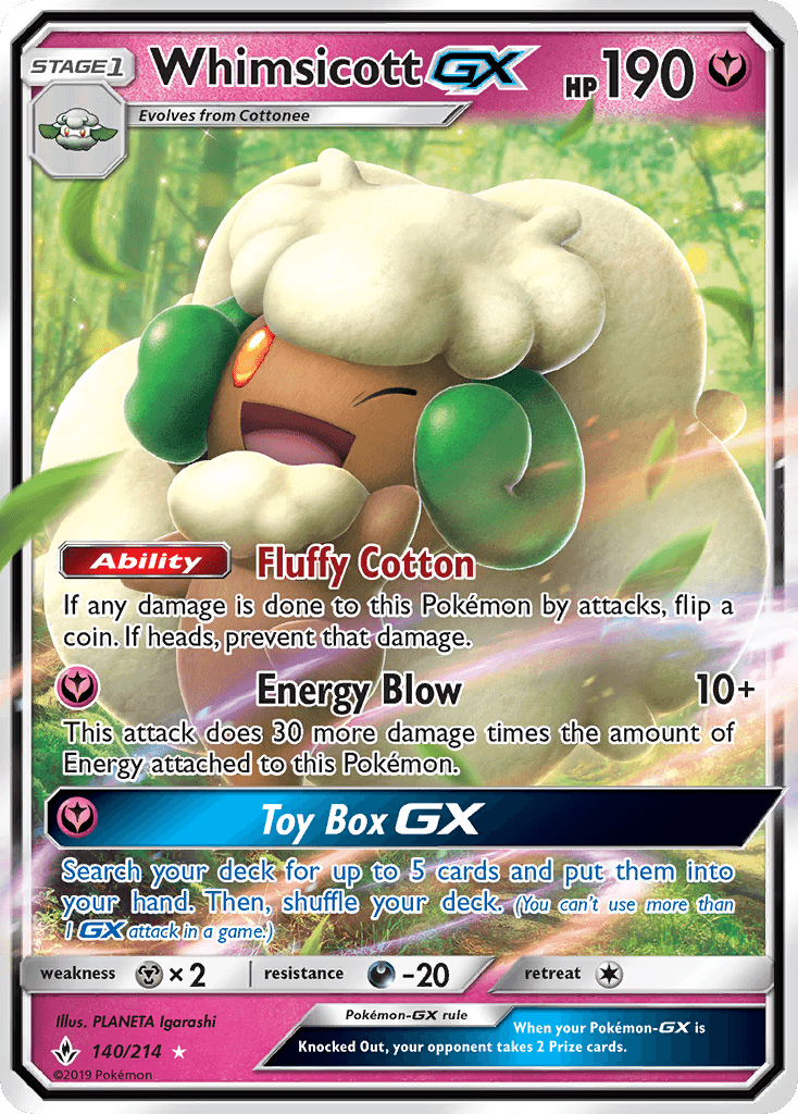 Whimsicott-GX Unbroken Bonds card