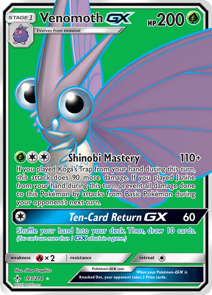 Venomoth-GX Unbroken Bonds card