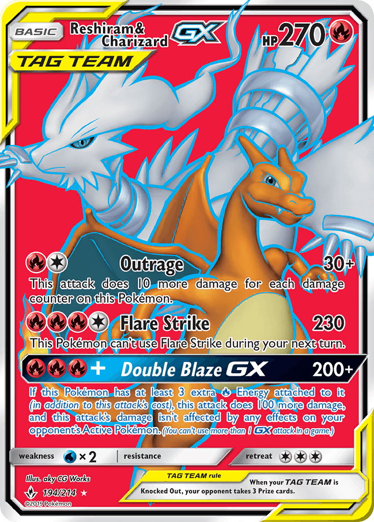 Reshiram & Charizard-GX Unbroken Bonds card