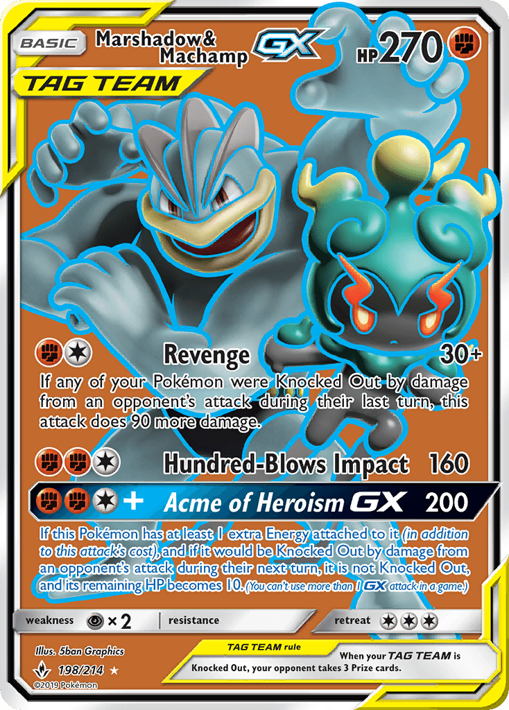 Marshadow & Machamp-GX Unbroken Bonds card
