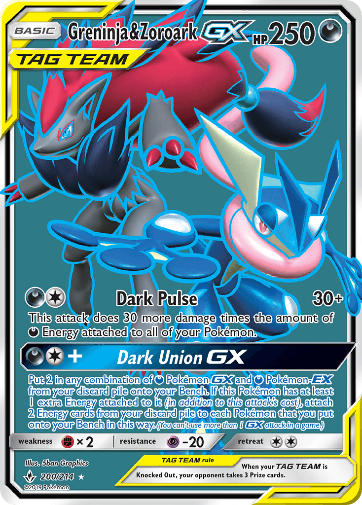 Greninja & Zoroark-GX Unbroken Bonds card