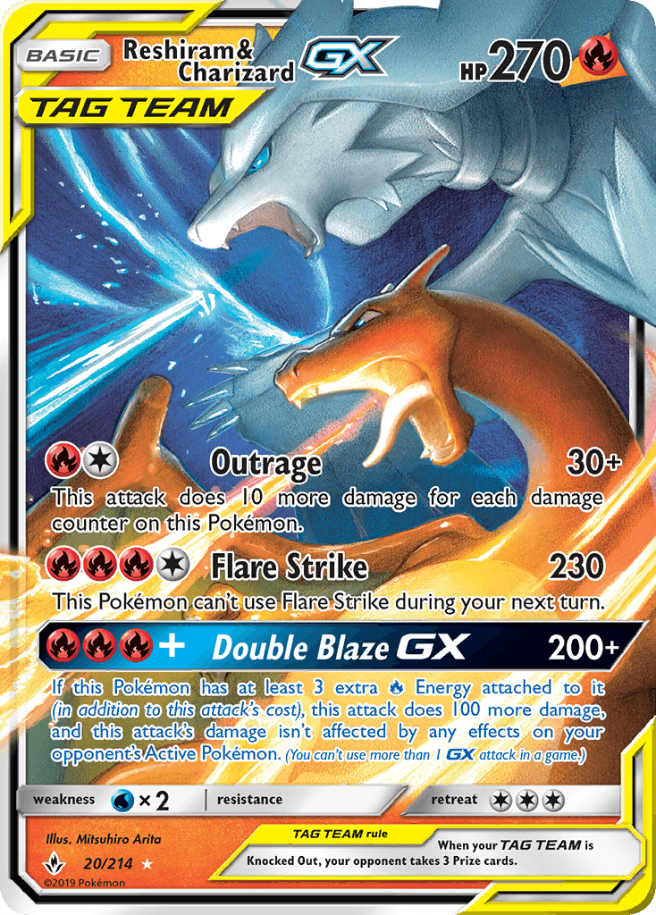 Reshiram & Charizard-GX Unbroken Bonds card