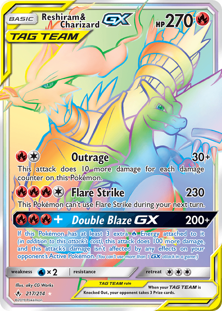 Reshiram & Charizard-GX Unbroken Bonds card