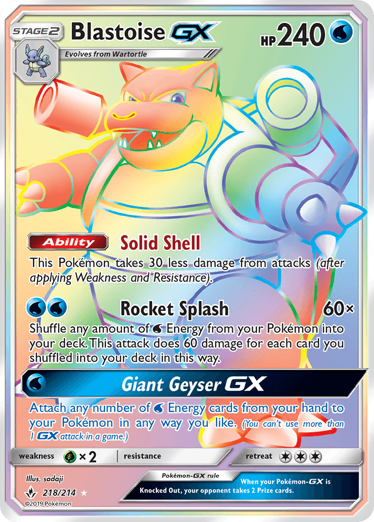Blastoise-GX Unbroken Bonds card