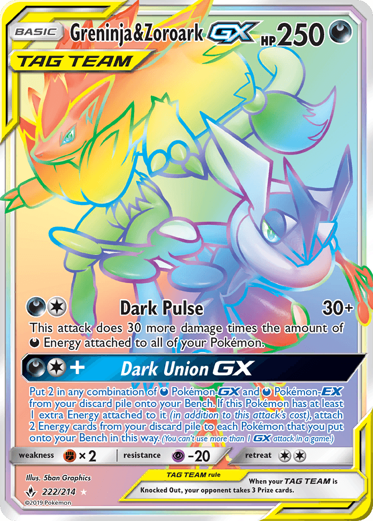 Greninja & Zoroark-GX Unbroken Bonds card
