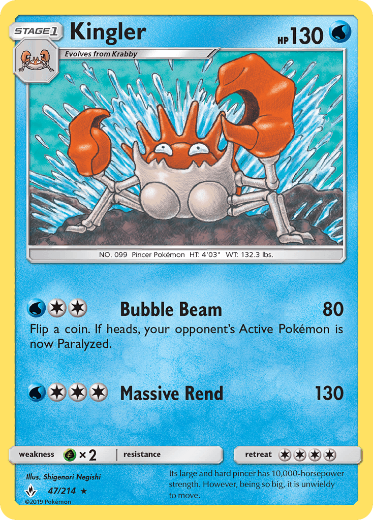 Kingler Unbroken Bonds card