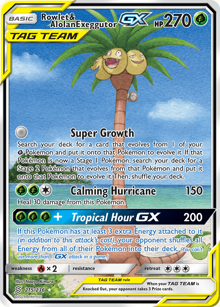 Rowlet & Alolan Exeggutor-GX Unified Minds card