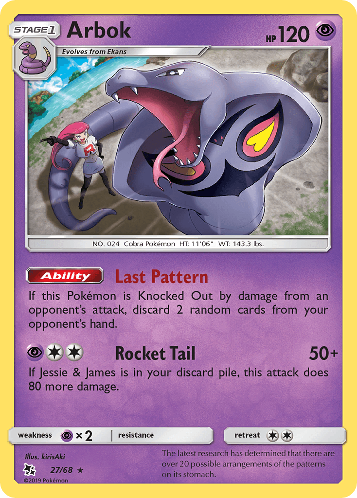 Arbok Hidden Fates card