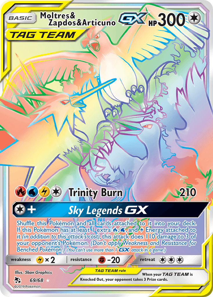 Moltres & Zapdos & Articuno-GX Hidden Fates card
