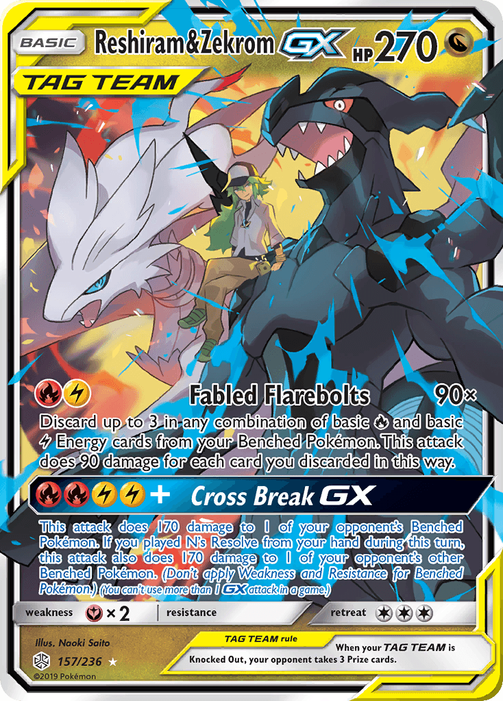 Reshiram & Zekrom-GX Cosmic Eclipse card