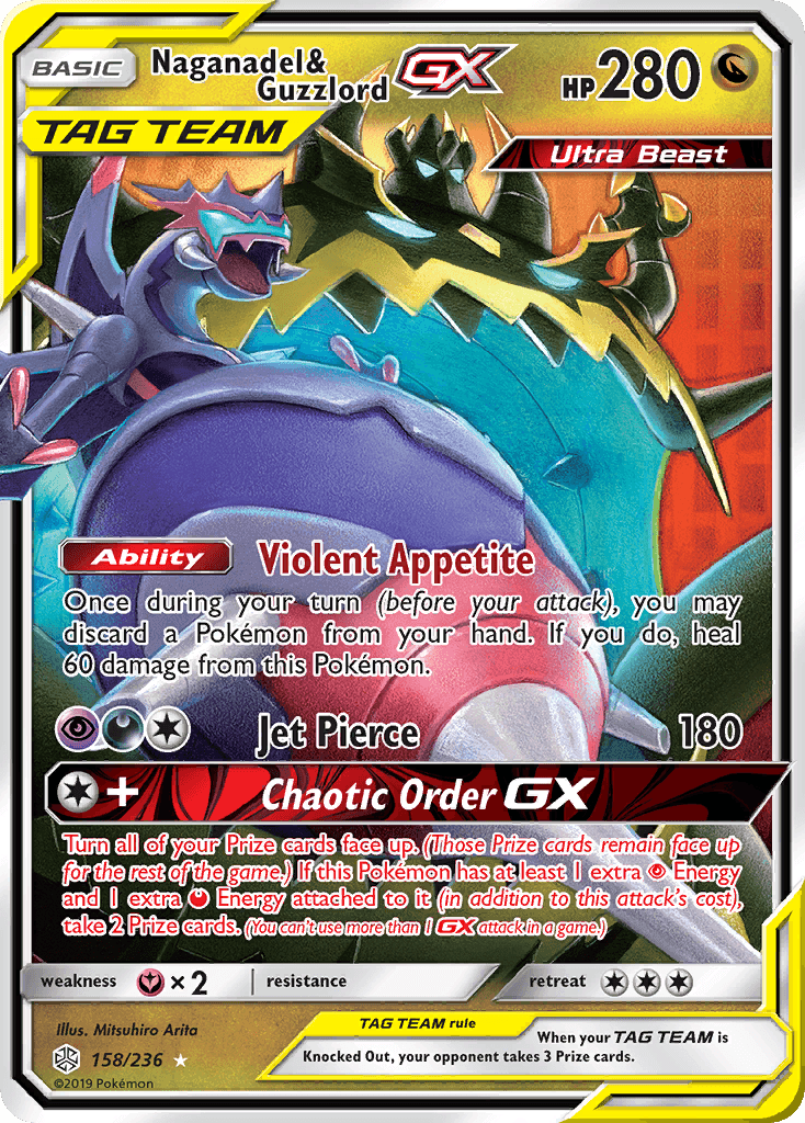 Naganadel & Guzzlord-GX Cosmic Eclipse card