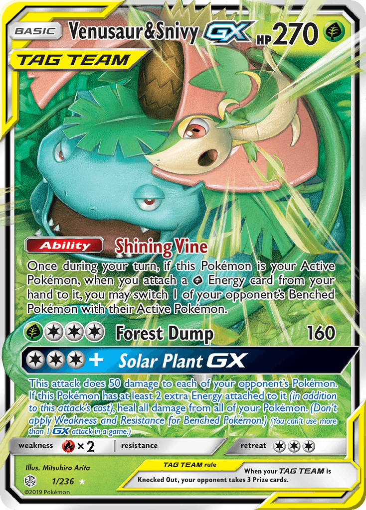 Venusaur & Snivy-GX Cosmic Eclipse card