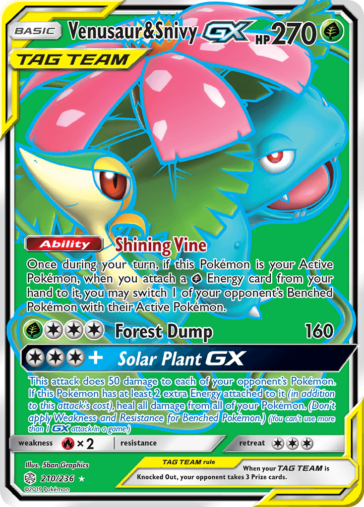 Venusaur & Snivy-GX Cosmic Eclipse card