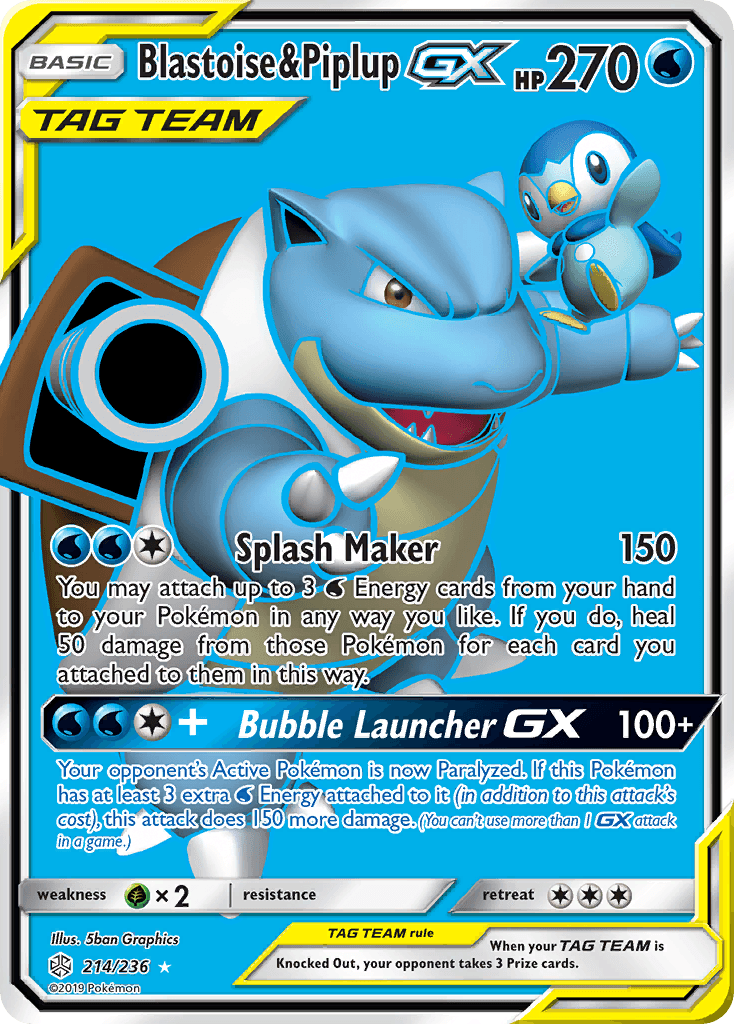 Blastoise & Piplup-GX Cosmic Eclipse card