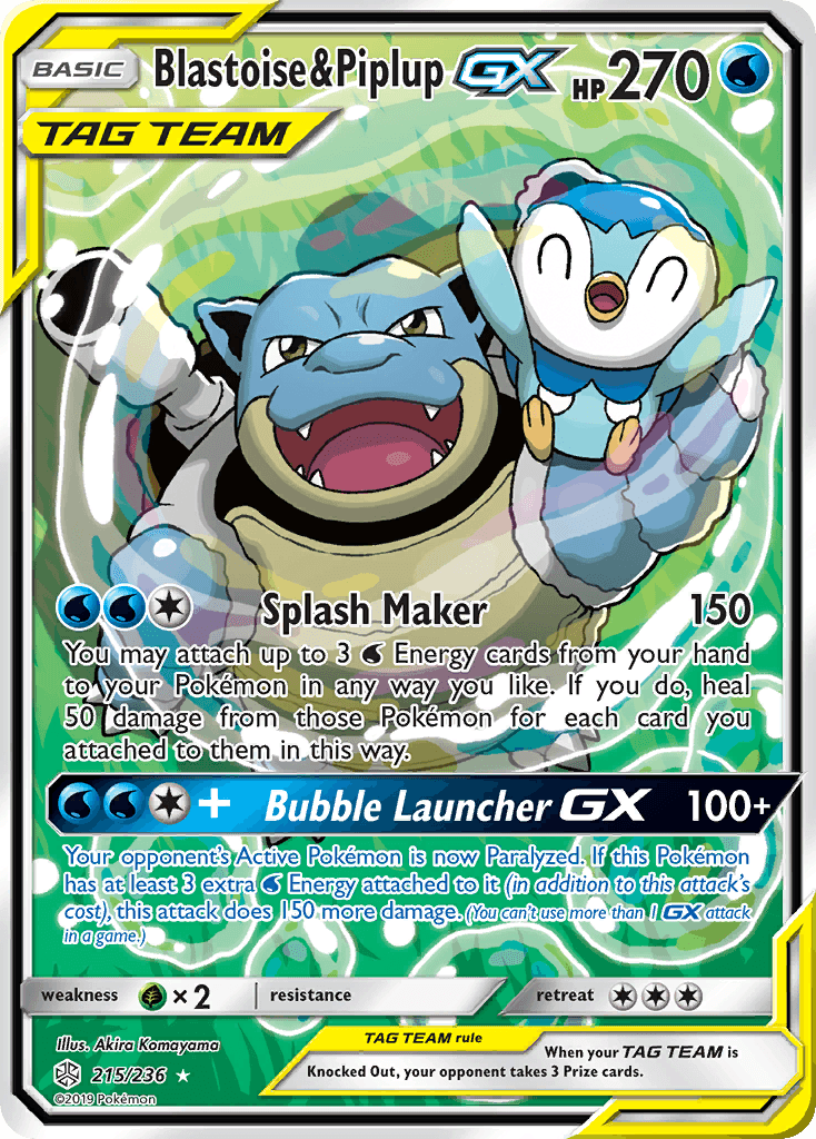 Blastoise & Piplup-GX Cosmic Eclipse card