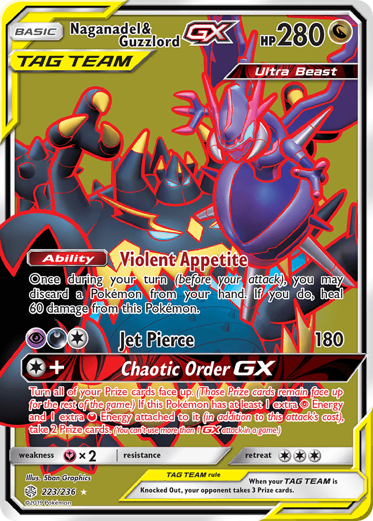 Naganadel & Guzzlord-GX Cosmic Eclipse card